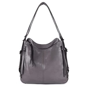 convertible backpack purse for women handbag hobo tote satchel shoulder bag – smooth dark purple