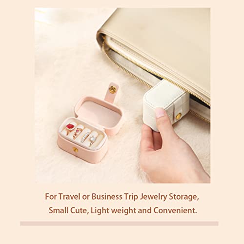 VOMNA Travel Jewelry Ring Case,Small Jewelry Ring Box,Ring Holder,Mini Travel Jewelry Case Portable Ring Storage Case,Gifts for Women Girls, for Travel,Business,Wedding,Bridesmaid Gift(Pink)