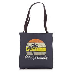 orange county vintage 70s palms sunset retro design tote bag