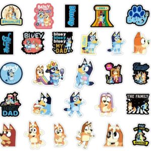 50 Cartoon Stickers Colorful Aesthetic VSCO Vinyl/PVC Waterproof Decals for Water Bottle, Hydroflask, Guitar, Luggage, Phone, Case, Laptop, Skateboard, Gift for Kids, Teens, Boys and Girls (Blue)