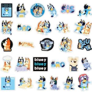 50 Cartoon Stickers Colorful Aesthetic VSCO Vinyl/PVC Waterproof Decals for Water Bottle, Hydroflask, Guitar, Luggage, Phone, Case, Laptop, Skateboard, Gift for Kids, Teens, Boys and Girls (Blue)