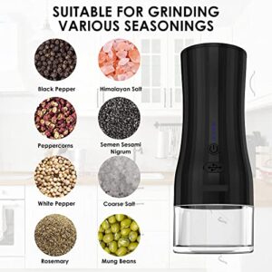 Electric Pepper And Salt Grinder,2pcs Packaged Rechargeable Grinder Set,Built-In Battery Large Storage And Grinding space,Auto Operation with Adjustable Coarseness Grinder(2in1).