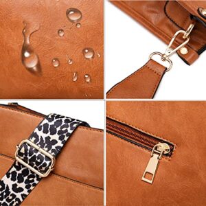 Women Shoulder Bag Vintage Crossbody Purse Handbag with Leopard Guitar Strap Hobo Satchel Bag, Cow-White