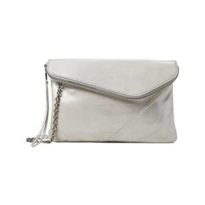 HOBO Jessa Convertible Clutch For Women - Premium Leather Construction With Zipper Flap Closure, Chic and Beautiful Clutch Silver One Size One Size