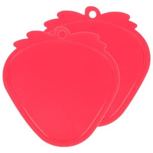 angoily deli cheese 2pcs plastic cutting board mats chopping boards strawberry shape fruit vegetables cutting board non slip cheese bread pizza serving tray for home kitchen red veggie tray