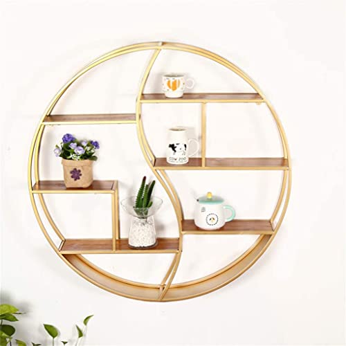 Creative Wall-Mounted Shelves, Multi-Function Indoor Circular Shelves in The Living Room, Decorative Shelves, Multi-Functional Commodity Display Shelves,,Gold,80CM