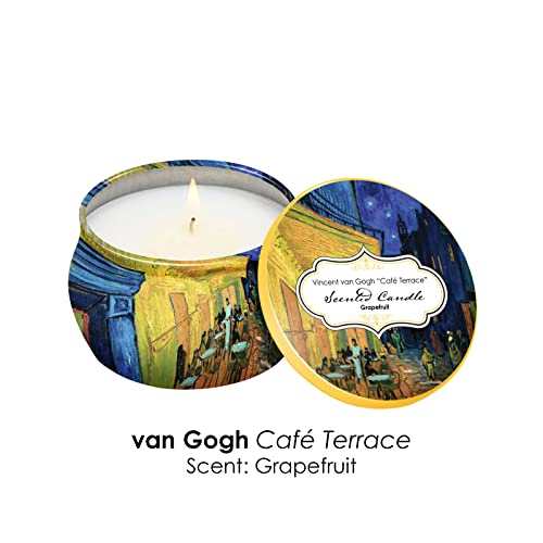 Fine Art Inspired Scented Candles Gift Set, Aromatherapy 8% Essential Oil Fragrance, 4 Pack 4.4 oz Soy Wax Candles, Reusable Decorative Tin, 25-30 Hour Burn Time Each Candle | Van Gogh at Night