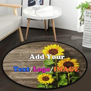 custom doormat indoor area rug carpet personalized design with text photo logo image housewarming gift non-slip washable floor bath mat suit for home garden office entry decorative (circular – 31.5″)