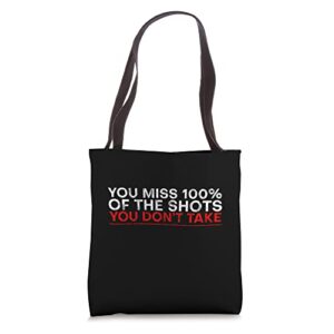 you miss 100% of the shots you don’t take —– tote bag