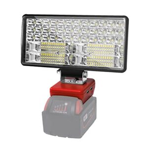 HLiePiHa LED Work Light for Milwaukee, Outdoor LED Light Flashlight, Lighting Spotlight Two USB Ports Suitable for Milwaukee 18V Li-ion Battery 48-11-1811 48-11-1812 48-11-1820 48-11-1828 (Tool Only)