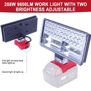 HLiePiHa LED Work Light for Milwaukee, Outdoor LED Light Flashlight, Lighting Spotlight Two USB Ports Suitable for Milwaukee 18V Li-ion Battery 48-11-1811 48-11-1812 48-11-1820 48-11-1828 (Tool Only)