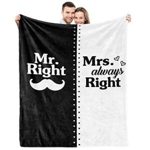 skyflush mr. right mrs. always right blanket,wedding engagement gifts for husband wife newlywed couples bride groom anniversary bridal shower