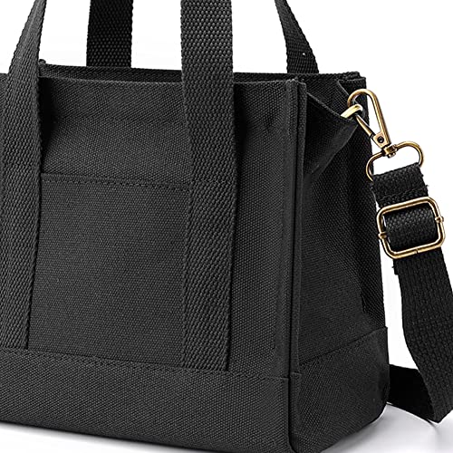 JQWSVE Canvas Tote Bag for Women Stylish Mini Tote Handbag Canvas Crossbody Purses Multiple Pockets Small Satchel Bag Handbag