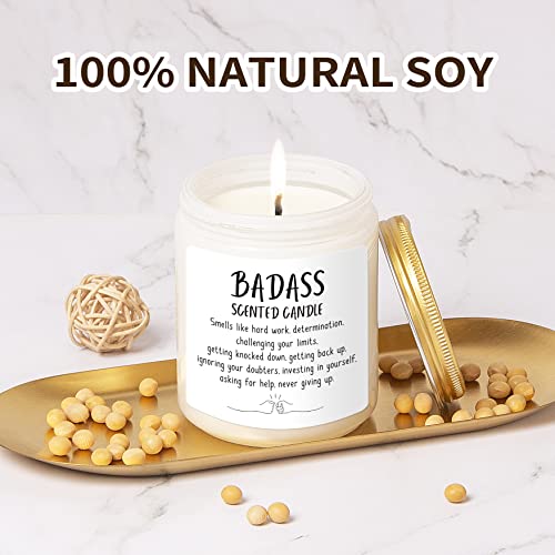 Sinsufur Congratulations Gifts for Women, Inspirational Gifts for Women Friends Coworkers, Birthday Christmas Gifts for Women - Boss Lady, New Job, Promotion Gifts for Women, 7oz Badass Scented Candle