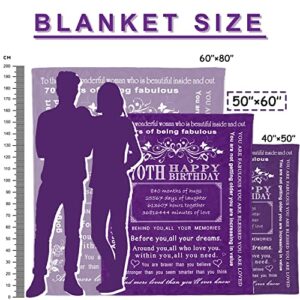 Yufobel 70th Birthday Gifts for Women, Gift for 70 Year Old Women, 70 Years Old Birthday Gift Idea, Happy 1952 70th Birthday Gift for Grandma/Mom/Wife, 70th Birthday Throw Blanket 60’’x50’’