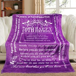 Yufobel 70th Birthday Gifts for Women, Gift for 70 Year Old Women, 70 Years Old Birthday Gift Idea, Happy 1952 70th Birthday Gift for Grandma/Mom/Wife, 70th Birthday Throw Blanket 60’’x50’’