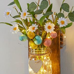 2 PACK Easter Decorations, Party Joy Easter Decor Mason Jar Sconces Rustic Wall Decor for Living Room Bathroom with Remote Control LED Fairy Lights and Artificial Flowers Spring Decorations for Home