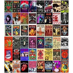 houti 4×6″ vintage album cover posters for room decor aesthetic 80s 90s, music wall collage kit for teens bedroom, cool oldschool 70s rock bands posters 50pcs