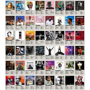 retro hip hop rappers wall collage kit prints for bed room decor, 4×6 inch music album cover posters prints 50pcs for teens, gifts for rapper fans