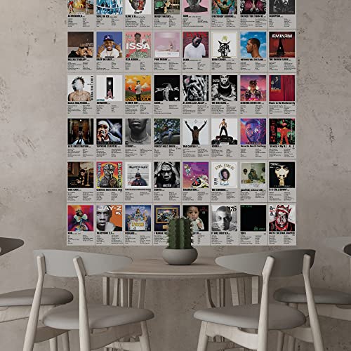 Retro Hip Hop Rappers Wall Collage Kit Prints for Bed Room Decor, 4x6 Inch Music Album Cover Posters Prints 50Pcs for Teens, Gifts for Rapper Fans