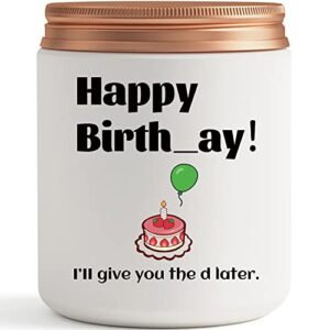 funny birthday gifts for girlfriend, wife, her, fiancee- unique couple happy birthday gift ideas- gag women bday party candle presents from boyfriend husband fiance him- lavender