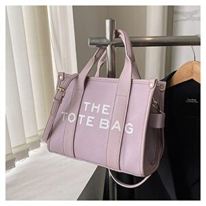 The Tote Bag for Women Handbag Tote Purse with Zipper Pu Leather Tote Bag for Travel Work Large Capacity Leather Tote Bag (Purple)