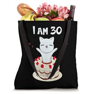 I am 30! Cute cat / kitten with birthday cake Tote Bag