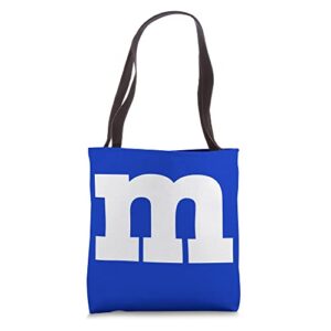 funny letter m chocolate candy halloween team groups costume tote bag