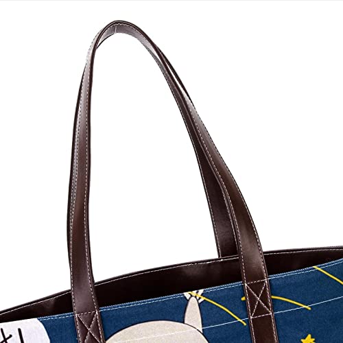 Cute Rabbit Tote Bags Large Leather canvas Purses and Handbags for Women Top Handle Shoulder Satchel Hobo Bags