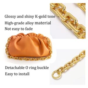 TOURDREAM Gold Heavy Chunky Bag Chain Metal Purse Handle Handbag Shoulder Strap Replacement Dumpling Cloud Pouch Chain (15.7 Inches, K-Gold)