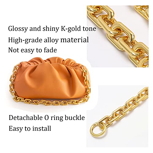 TOURDREAM Gold Heavy Chunky Bag Chain Metal Purse Handle Handbag Shoulder Strap Replacement Dumpling Cloud Pouch Chain (15.7 Inches, K-Gold)