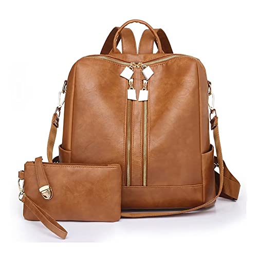 JRNDNIUO Backpack Purse for Women Leather Backpack Purse Travel Backpack Fashion Designer Ladies Shoulder Bags With Wristlets