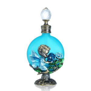 yu feng vintage cherub angel perfume bottles empty decorative refillable crystal glass perfume bottle(blue,30ml)