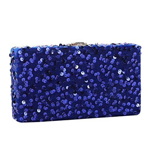 square Sequins Cocktail Wedding Engagement Handbag Evening Bag Purse Clutch Pouch7.09' x 3.94' x 1.97'(inch) (Blue)