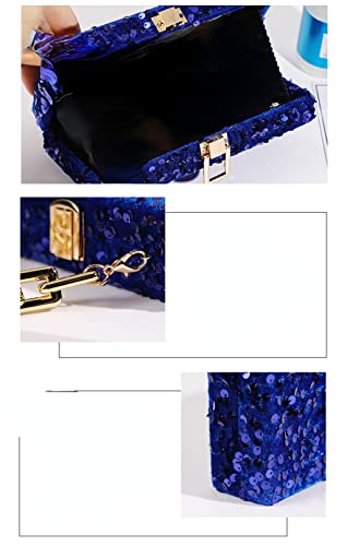 square Sequins Cocktail Wedding Engagement Handbag Evening Bag Purse Clutch Pouch7.09' x 3.94' x 1.97'(inch) (Blue)