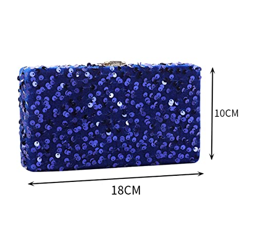 square Sequins Cocktail Wedding Engagement Handbag Evening Bag Purse Clutch Pouch7.09' x 3.94' x 1.97'(inch) (Blue)