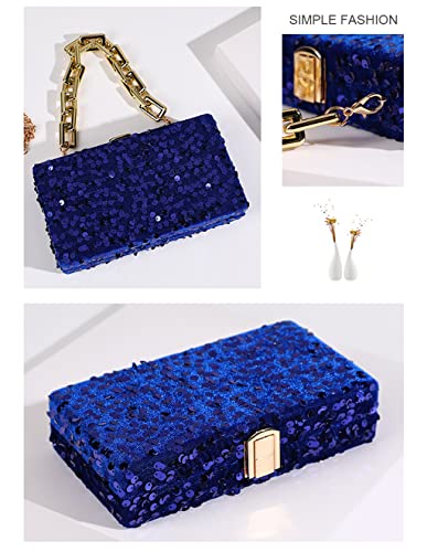 square Sequins Cocktail Wedding Engagement Handbag Evening Bag Purse Clutch Pouch7.09' x 3.94' x 1.97'(inch) (Blue)