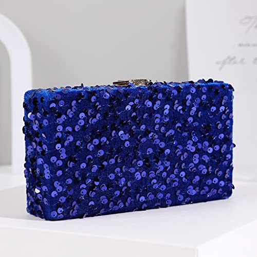 square Sequins Cocktail Wedding Engagement Handbag Evening Bag Purse Clutch Pouch7.09' x 3.94' x 1.97'(inch) (Blue)