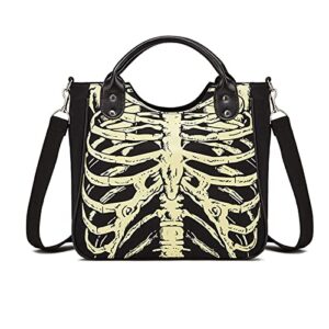 vintage women’s tote bag canvas luminous handbag fashion punk tote bag gothic handbag shoulder bag (black)