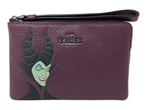 disney x coach corner zip wristlet with maleficent motif