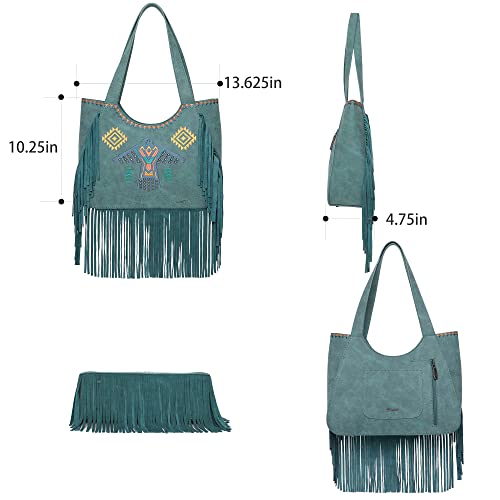 Montana West Western Vintage Aztec Collection Cowgirl Handbag Embroidered Fringe Thunderbird Purse and Crossbody, WG36-G8005TQ