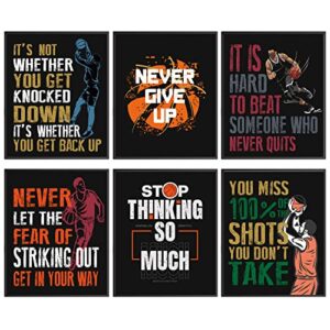 Inspirational Quotes Basketball Posters, Motivational Sayings Basketball Art Of Sport Basketball Room Decor For Men Kids Teenagers, Basketball Wall Decor Art Prints For Bathroom Playroom Classroom