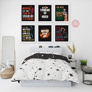 Inspirational Quotes Basketball Posters, Motivational Sayings Basketball Art Of Sport Basketball Room Decor For Men Kids Teenagers, Basketball Wall Decor Art Prints For Bathroom Playroom Classroom