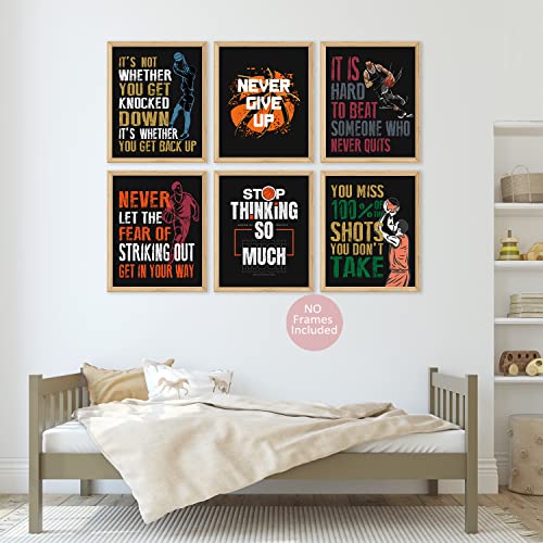 Inspirational Quotes Basketball Posters, Motivational Sayings Basketball Art Of Sport Basketball Room Decor For Men Kids Teenagers, Basketball Wall Decor Art Prints For Bathroom Playroom Classroom