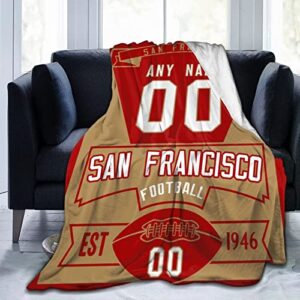 custom football throw blankets personalized ultra-soft micro fleece blankets with name numbers for fans gifts