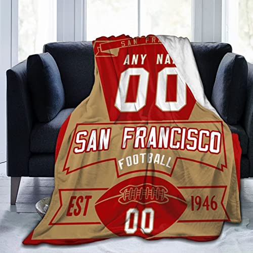 Custom Football Throw Blankets Personalized Ultra-Soft Micro Fleece Blankets with Name Numbers for Fans Gifts