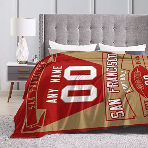 Custom Football Throw Blankets Personalized Ultra-Soft Micro Fleece Blankets with Name Numbers for Fans Gifts