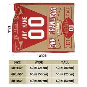 Custom Football Throw Blankets Personalized Ultra-Soft Micro Fleece Blankets with Name Numbers for Fans Gifts