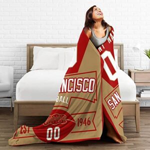 Custom Football Throw Blankets Personalized Ultra-Soft Micro Fleece Blankets with Name Numbers for Fans Gifts