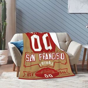 Custom Football Throw Blankets Personalized Ultra-Soft Micro Fleece Blankets with Name Numbers for Fans Gifts